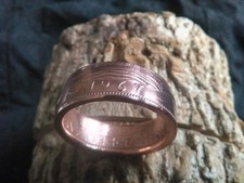  antique bronze half penny coin ring a  slice of english history FROM 1937/1967