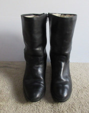 Vintage Blondo Women's Black Leather Mid Calf Low Heel Wool Lined Boots Size 9 D