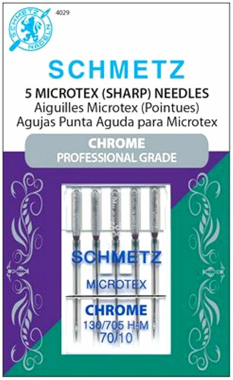 SCHMETZ Chrome Microtex Sewing Machine Needles Size 70/10 - 5 Pack - S-4029