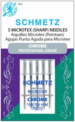 SCHMETZ CHROME MICROTEX SEWING MACHINE NEEDLES SIZE 70/10~5 PACK~PART# S-4029