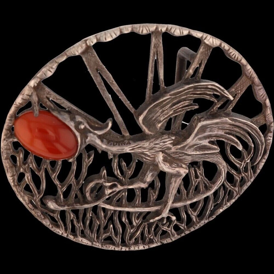 Dragón de plata esterlina hecho a mano piedras preciosas gótico gótico años 70 nuevo de colección hebilla de cinturón Foto 3 de 4