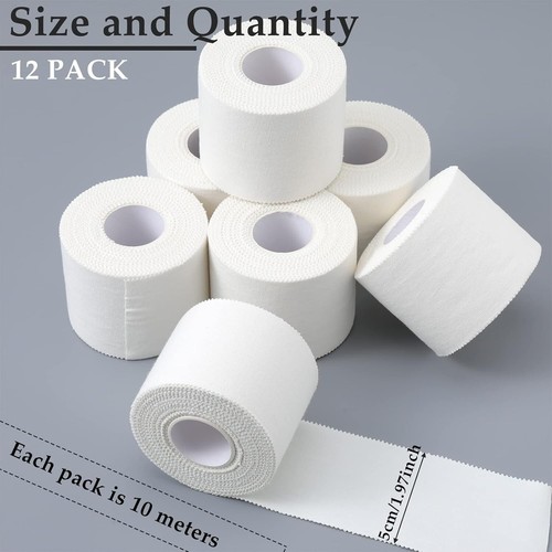 12 Rolls 120 Yard Athletic Sports Tape Pre Wrap Very Strong Easy Tear No Stic... - Picture 3 of 8