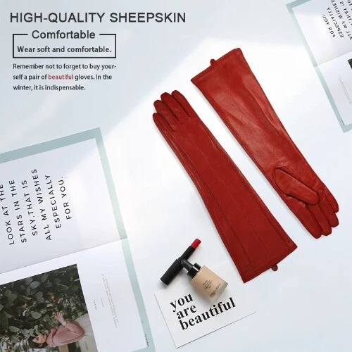 Guantes Mujer Nuevos Cálidos Forro Cachemira Damas Guantes Largos Codo Brazo Manga Foto 2 de 4