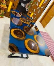 Blue Epoxy Resin Dining Table Top Console Bar Cafeteria Kitchen Slab Desk Decors