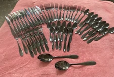 61Pc Cambridge BYRAM Black Mirror Stainless Flatware 12 Places ( - 1 Tsp) + Serv