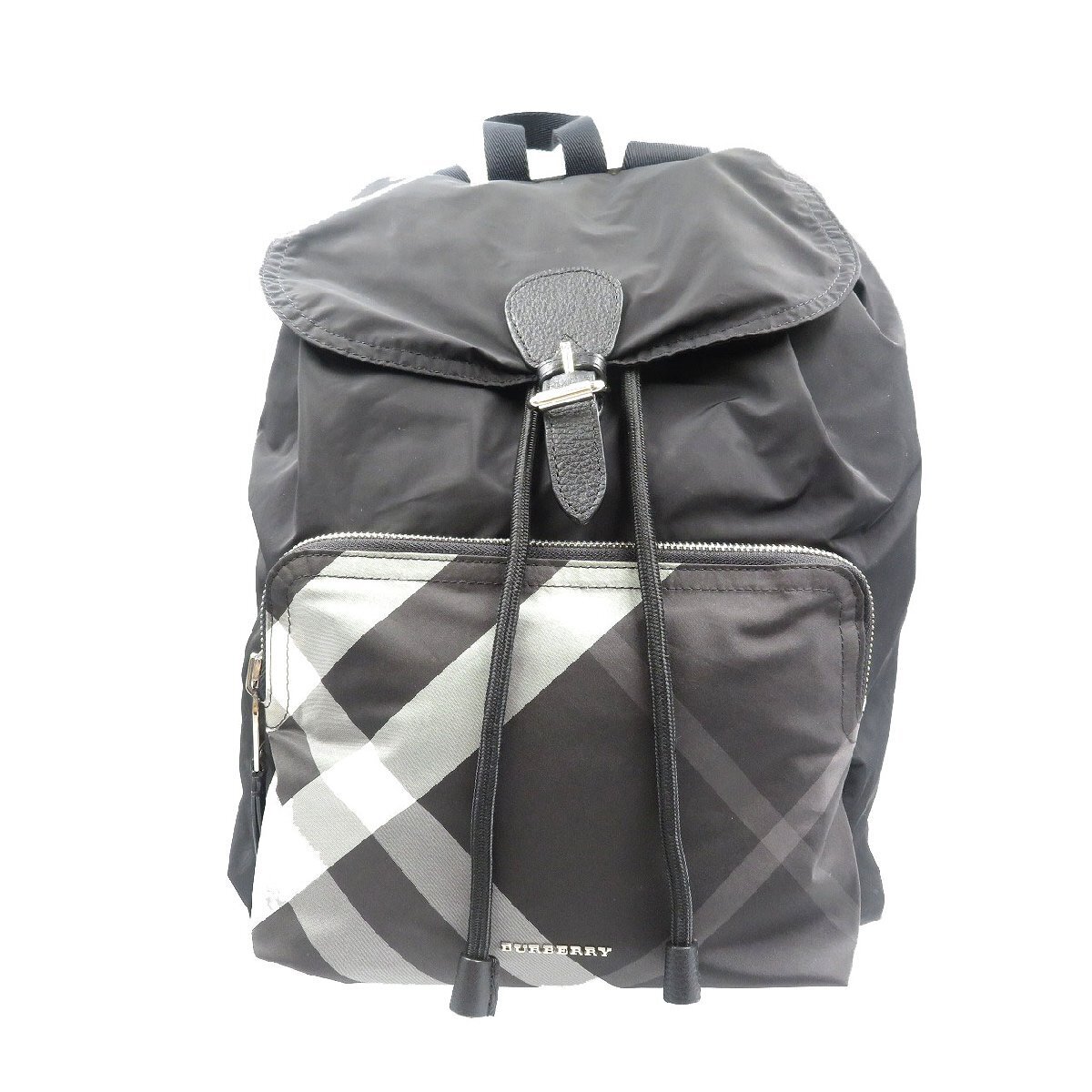 Burberry Nova Check Nylon Leather Silver Hardware Black Backpack Backpack 133