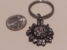 New sunflower pewter diamond cut metal keychain NICE
