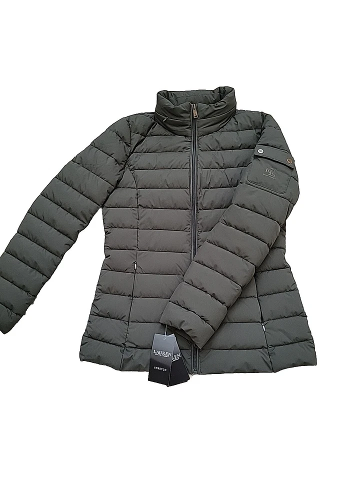 Chaqueta acolchada para mujer Ralph Lauren color verde loden talla XS capucha cremallera Foto 4 de 4