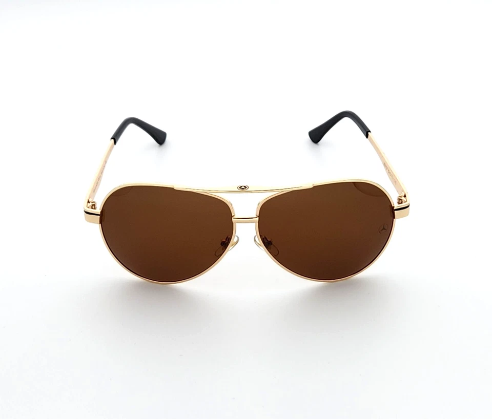 Gafas de sol polarizadas Mercedes Benz metal aviador marco dorado lentes marrones MB15 Foto 2 de 4