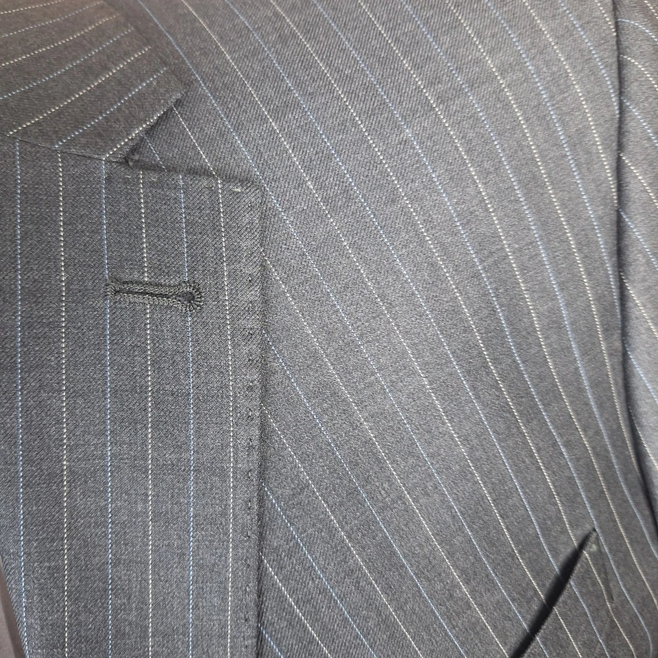 Mantoni 2 Piece Suit Mens 46R 36X29 Gray Multicolor Stripe 3 Button VL Wool - Image 3 of 4