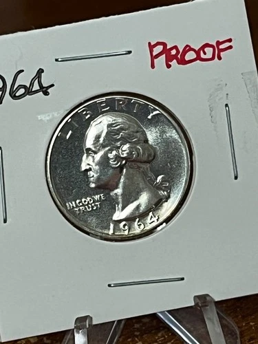 1964 (P) Washington Quarter Gem Proof 90% Silver # PJCARD