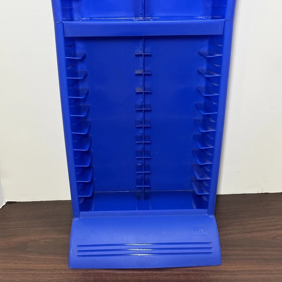 Vintage Fellowes 40 VHS Tapes / 40 DVDs Tower Storage Rack Blue Plastic 31" - Image 3 of 4