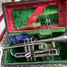 Antique 1916 Frank Holton Chicago Cornet Vintage Trumpet Horn Original Case Kit