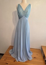 Vintage Vanity Fair Long Blue Romantic Lingerie, Nightgown Size 36