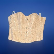 Beige Silver Floral Corset Lace-Up Hook  Eye Boned for Women