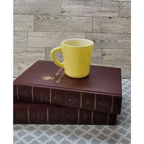 Vintage Hazel Atlas Mug Milk Glass Yellow Coffee Mugs Butter Pastel MCM Retro