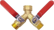 Brass Full Flow Garden Hose Splitter 3/4" GHT Heavy Duty 2 Way Y Valve Water Hos