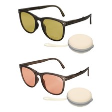 2set Sunglasses for Women Men, PC Folding Model with Simple Box, Amber  Purple