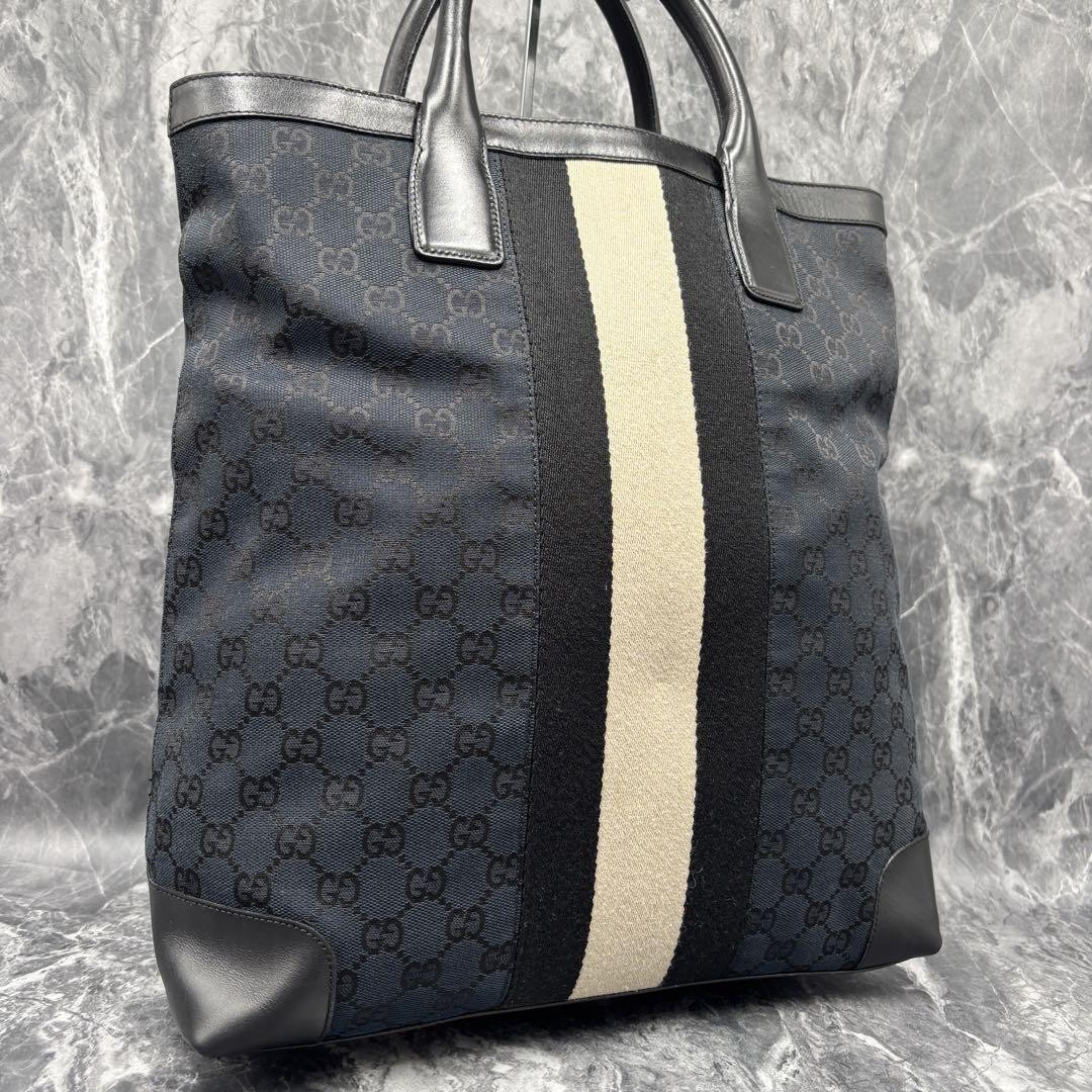 GUCCI GG Canvas Tote Bag in Black Authentic G06141999