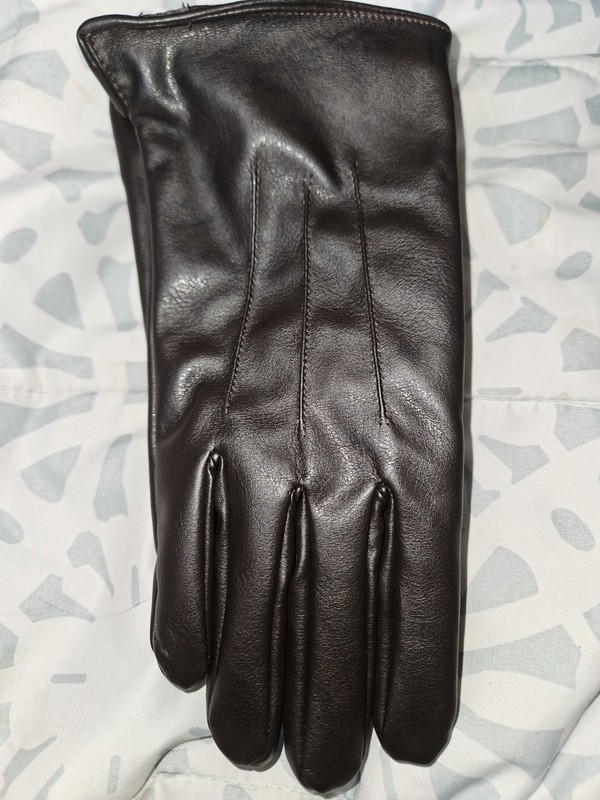 Time and Tru Women's Faux Leather Solid Gloves In Dark brown W/Plush Lining- NWT