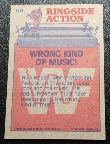 1985 WWF Hulk Hogan The Wrong Kind of Music! TOPPS Wrestling Card #56 - Picture 5 of 5