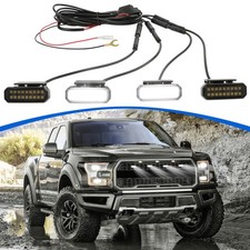 Smoked Raptor Style White Drl Running Led Front Grille Grill Light Kit For Truck