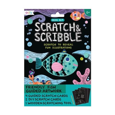 Ooly Mini Scratch & Scribble Art Kit 1 Count (Pack of 1), Friendly Fish 