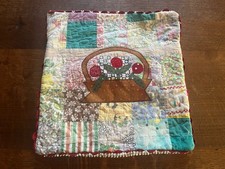 Vintage Quilt Applique Flower Basket Pillow Cover Sham Cottage Core Farmhouse