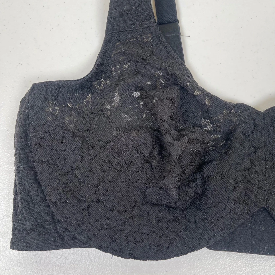 Wacoal 黑色光环花边全塑像覆盖钢圈文胸舒适背部 36D 全新 — 第 2/4 张图片