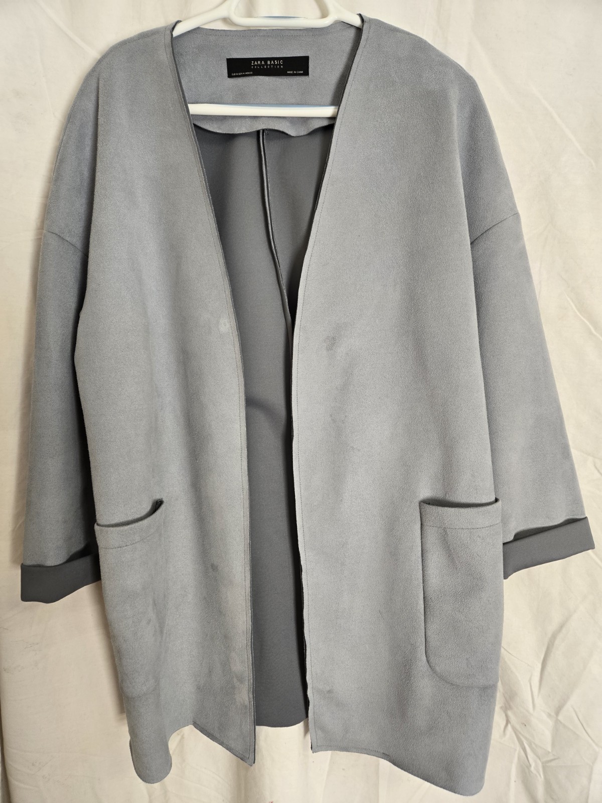 Zara Basic Collection Grey Blazer Suede Feel  Siz… - image 1