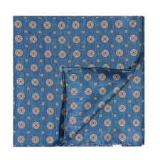 Men's 100 Silk pocket square Cerulean Floral 53cm 21" Hand rolled Made in China