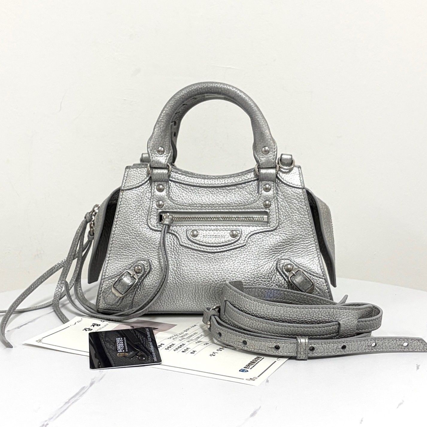 Balenciaga Neo Classic City Mini Top Handle Bag Silver 638524 159759666 [U]