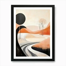 Desert Abstract Minimalist 8 Art Pr Framed Wall Art Poster Canvas Print Picture