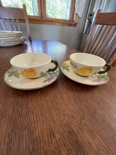 Pair ~ Rare Vintage Franciscan California POPPY Cup & Saucer 1950's Set of 2