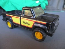Vtg 80s TONKA Pressed Steel Pickup Truck, Black & Yellow
