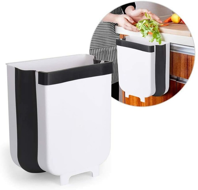 9L Kitchen Cabinet Hanging Trash Can Small Collapsible Mounted Waste