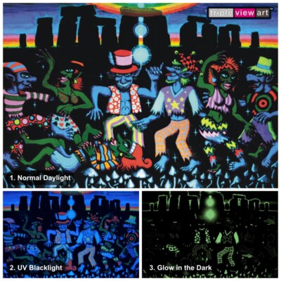 POSTCARD UV-Blacklight Fluorescent Glow-In-The-Dark Psychedelic Psy Goa Art Card