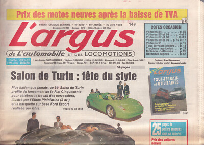 L'Argus Nr. 3299 Turiner Salon / Landmaschinen / Toyota HDJ-80 / JAG XJ 220