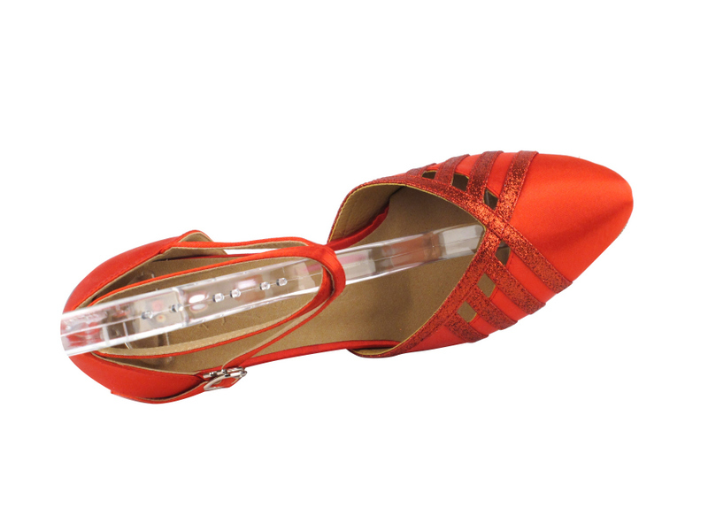 Red Satin OR Lime Green Glitter, Salsa Very Fine Dance Shoes Closed Toe