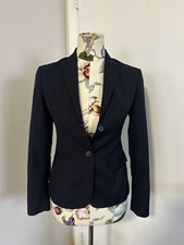  S Women's Suit Jacket Black Buttons Pocket Flap Work Blazer