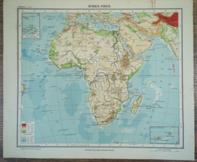 Vintage 1920 s Africa Color Libya Morocco Sudan Italian Geography Map C27-3