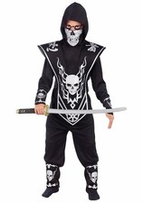 Silver Skull Lord Ninja Boy's Halloween Costume 4-6 Small Black, Silver 5539