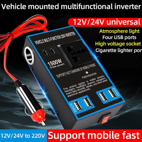 Van Car Power Inverter 12V/24V to 240V 1500W Converter UK Plugs USB