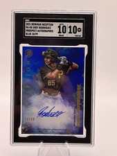 2021 Bowman Inception Prospect Blue Auto Endy Rodriguez 10/99 POP 1