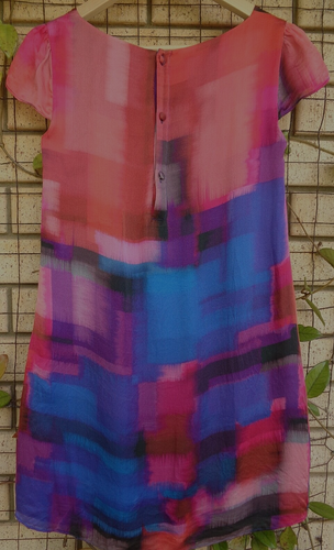 Forever New Brightly Coloured Cap Sleeve Shift Silk Dress Size 6 - Picture 3 of 4