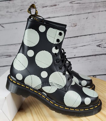 Dr. Martens 1460 Jadon Black Smooth Polka Dot Women's size 8 Black Boots 