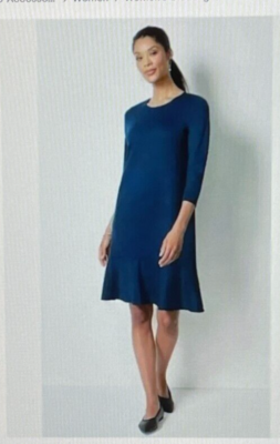 J Jill size L Ponte Flounce Hem Knit Dress Oxford Blue tiny polka dot print | eBay J Jill size L Ponte Flounce Hem Knit Dress Oxford Blue tiny polka dot print | eBay