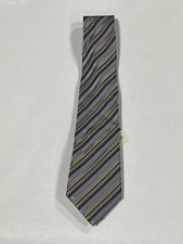 Mens Giorgio Cosani Taupe Blue Stripe Pattern Tie Pure Silk Hand Made NEW