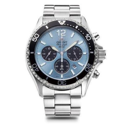 ORIENT Mako Sports Collection RN-TX0206L Chronograph Men's Watch Sky Blue Silver