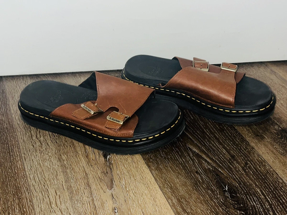 Doc Martens Men s 10 Sandals Dax Luxor Leather Slide Brown Slip On